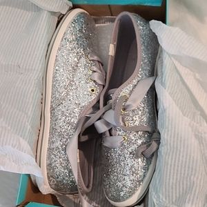 Kate spade keds silver glitter